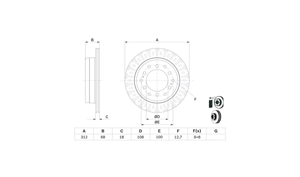 Bremseskive - 0 986 479 F07 - (BOSCH) v:8896321