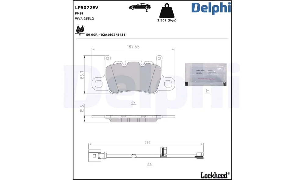 Bremsekloss Sett - LP5072EV - (Delphi) v:2608515