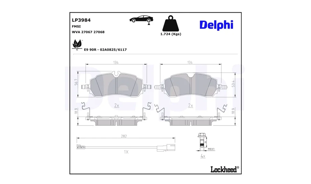 Bremsekloss Sett - LP3984 - (Delphi) v:715326