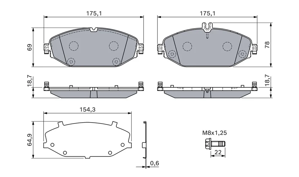 Bremsekloss Sett 0 986 460 129 (BOSCH) v:1314207