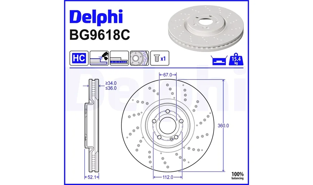 Bremseskive - BG9618C - (Delphi) v:3304000