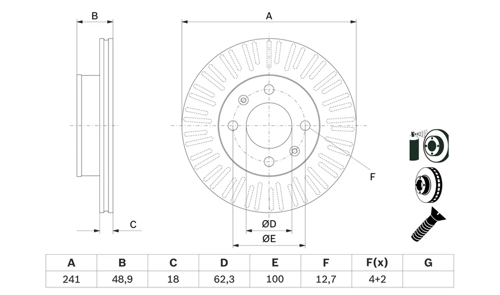 Bremseskive - 0 986 479 E73 - (BOSCH) v:1861295